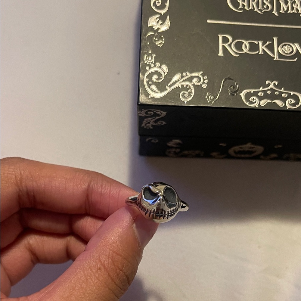 Silver Jack Skellington Face Ring - Silver